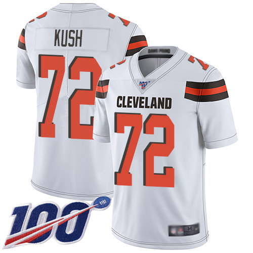 Cleveland Browns Eric Kush Men White Limited Jersey #72 NFL Football Road 100th Season Vapor Untouchable->cleveland browns->NFL Jersey